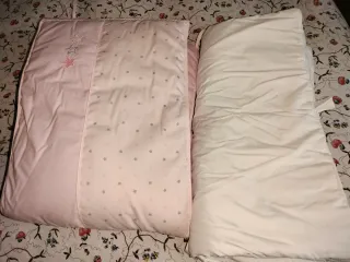 Edredón, funda y chichoneras cuna rosa