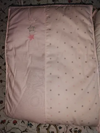 Edredón, funda y chichoneras cuna rosa