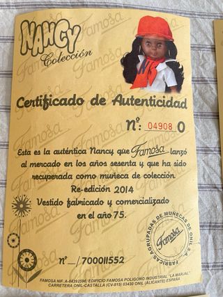Certificados Autenticidad Nancy Reedición
