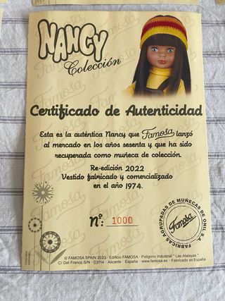 Certificados Autenticidad Nancy Reedición