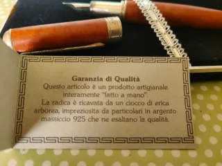 Penna stilografica radica e argento 925