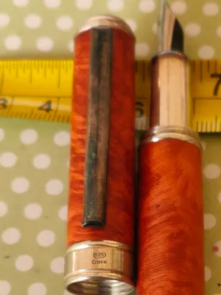 Penna stilografica radica e argento 925