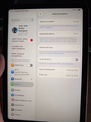 iPad mini 7 2 cicli di carica