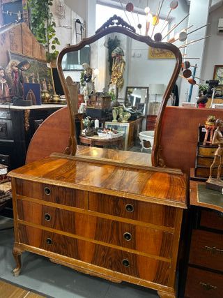 Cómoda tocador vintage Art Déco con espejo