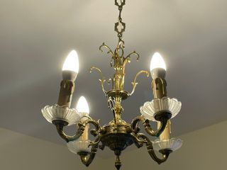 Lámpara araña de techo vintage de bronce