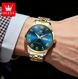 Reloj Olevs Automático Hombre Azul y Dorado