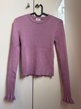 Jersey Sybilla punto rosa con brillos Talla S