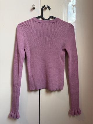 Jersey Sybilla punto rosa con brillos Talla S