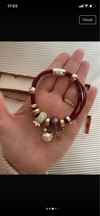 Braccialetto bordeaux con chiusura calamita