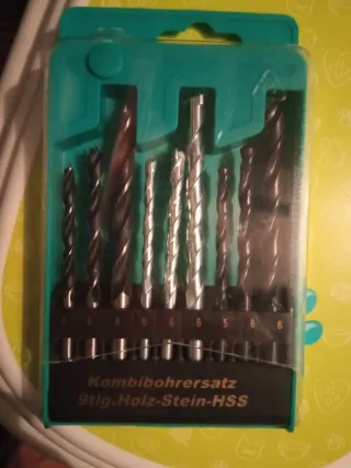 Lote de 9 brocas HSS para madera y piedra