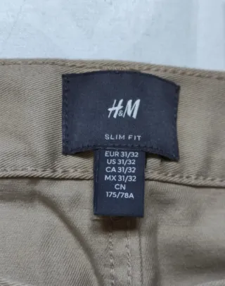 Pantalón Slim Fit H&M Talla 38 Beige