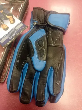 Guantes Moto Deportiva Cuero Negro y Azul