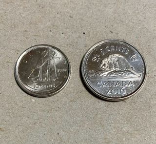 Monete da 10 e 5 cent canadesi