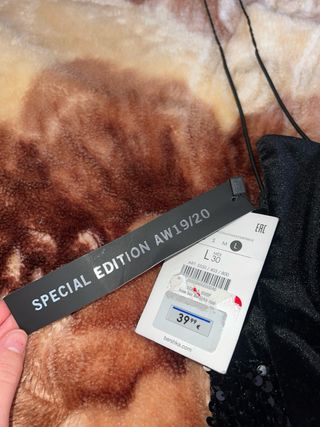 Vestido Bershka Negro Lentejuelas Talla L