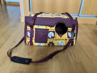 Bolso transportín perro/gato amarillo y morado
