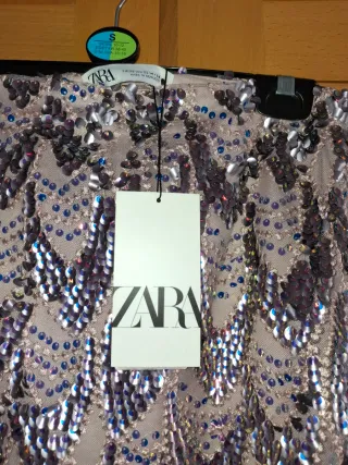 Falda midi Zara lentejuelas Talla XS