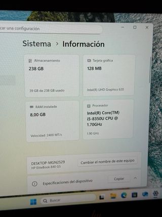 Portátil HP EliteBook 840 G5 i5 8GB SSD 256GB