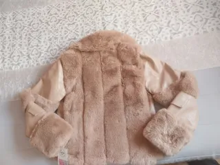 Cazadora Piel Sintética Mujer Beige