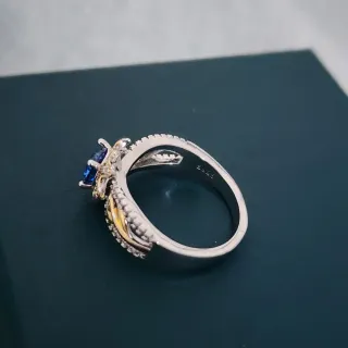 Anillo Plata Flor Zafiro Azul