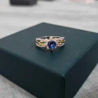 Anillo Plata Flor Zafiro Azul