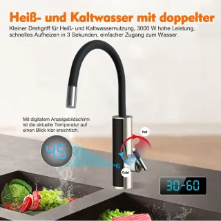 Grifo con calentador de agua digital