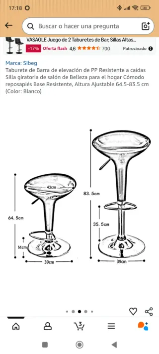 Taburete Alto Rojo y Plateado