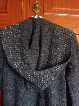 Chaqueta gris y plata con capucha