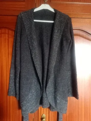 Chaqueta gris y plata con capucha