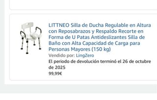 Silla de ducha con asiento y respaldo