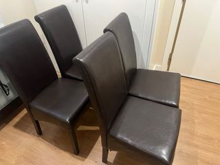 4 Sillas Salón Respaldo Alto Wengue.