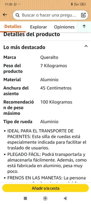Silla de ruedas para transporte o traslado persona