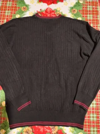 Maglione Fred Perry Uomo Nero Rosso V-Neck