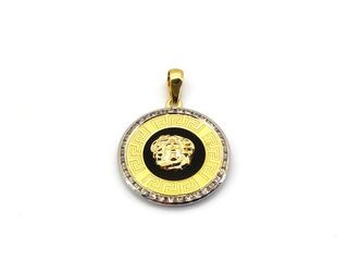 colgante oro 18k con piedra con circonita,onix