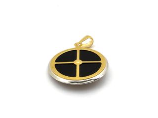 colgante oro 18k con piedra con circonita,onix