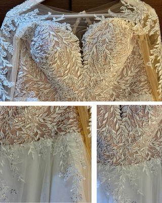 Vestido de Novia Corte Princesa con cola y Velo