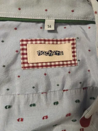 Camisa Nachete azul con puntos rojos y verdes