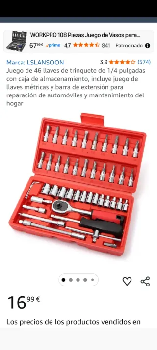 Set de 46 Piezas Llave de Tubo , a estrenar