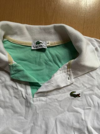 Polo Lacoste Blanco y Verde