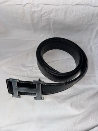 Cinturón Hermes Cuero Negro 115cm