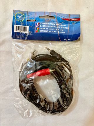 Cable Jack 3.5mm a 2 RCA de 5 metros NUEVO