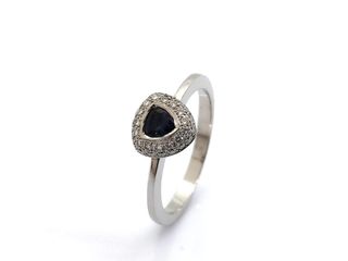 sortija oro 18k con piedra con diamante,zafiro