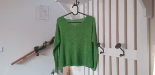 Top maglia verde semitrasparente Made in Italy