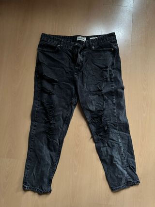 Pull&Bear Jeans Negros Rotos Talla 32