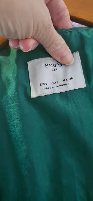 Abrigo acolchado verde oscuro mujer