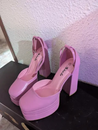Tacones plataforma rosa Shein