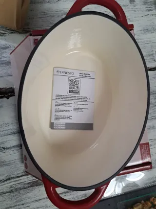 Olla Asador Hierro Fundido Ernesto Roja 4 L.