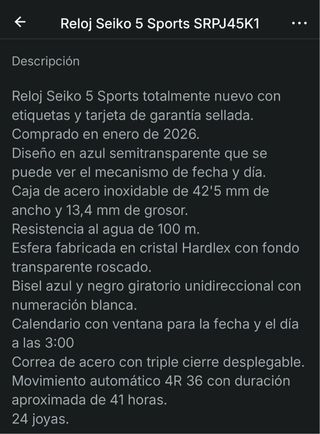 Reloj Seiko 5 Sports SRPJ45K1 Azul