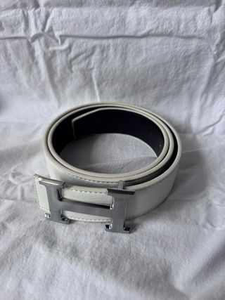 Cinturón Hermès Cuero Blanco Reversible 110cm