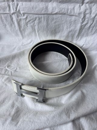 Cinturón Hermès Cuero Blanco Reversible 110cm