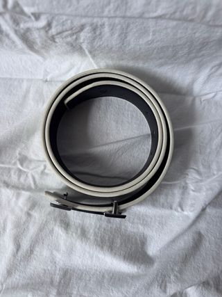 Cinturón Hermès Cuero Blanco Reversible 110cm